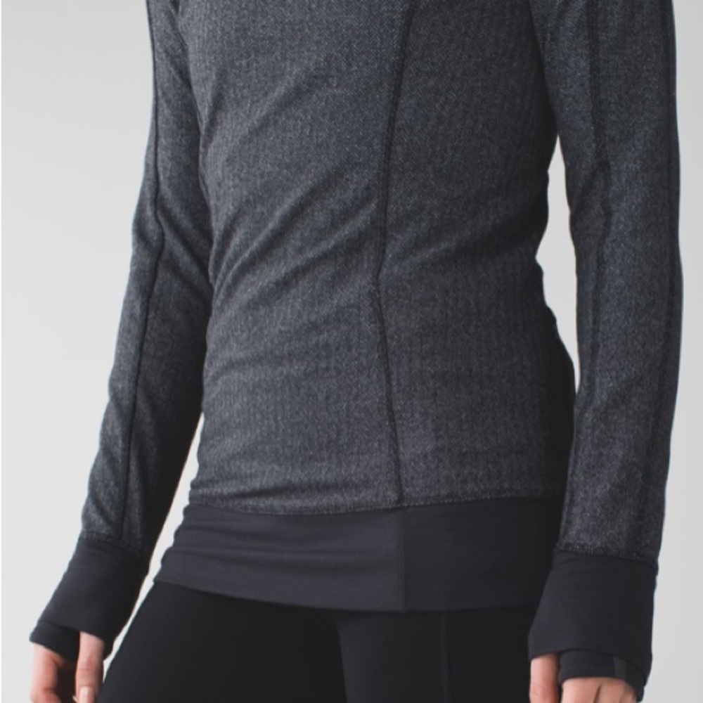 Lululemon Think Fast Hoodie Heathered Herringbone Black - Picture 5 of 16